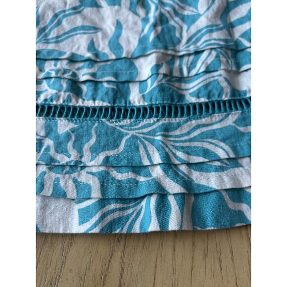 Linen Dress moon stars sea shells beach boho teal green Tropical Pockets retro s - Picture 8 of 13